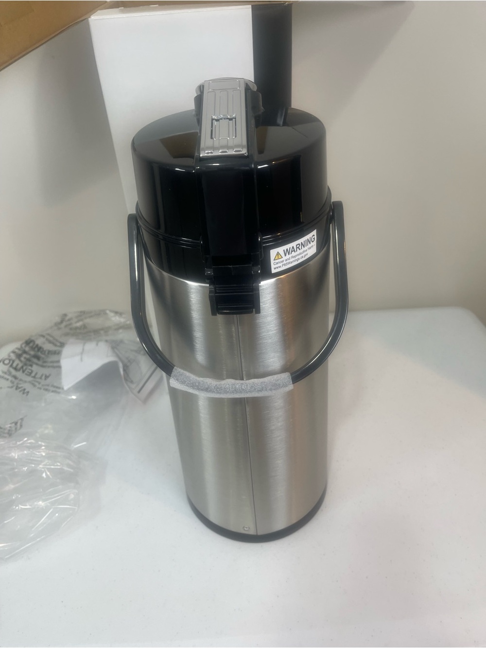 Stainless Steel Airpot Coffee Dispenser - Black Top